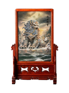 玖廷瓷板画插屏中式摆件吉祥礼品