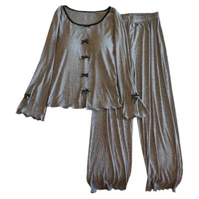 莫代尔棉带胸垫睡衣女秋冬季