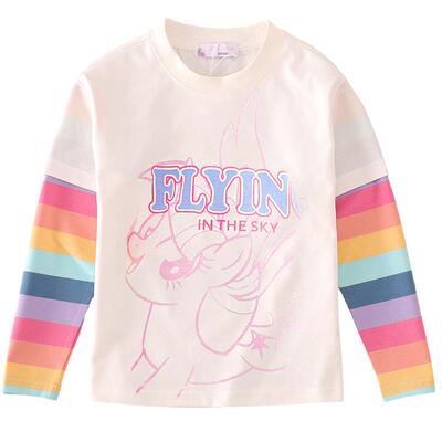 缤宝圆领T恤长袖印花童装女童