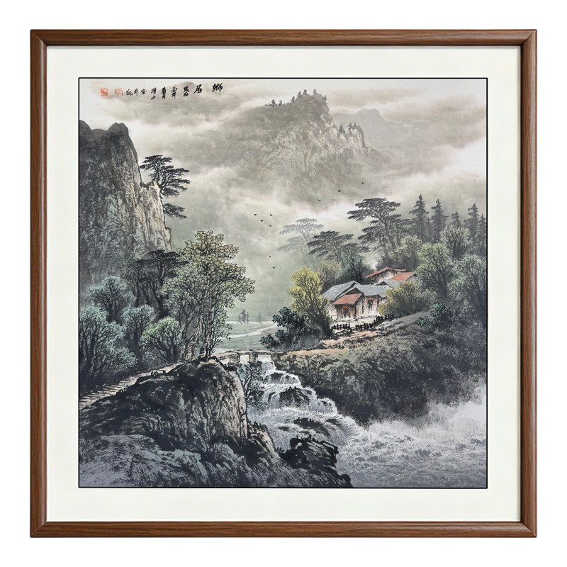 新中式乡居山水玄关走廊挂画