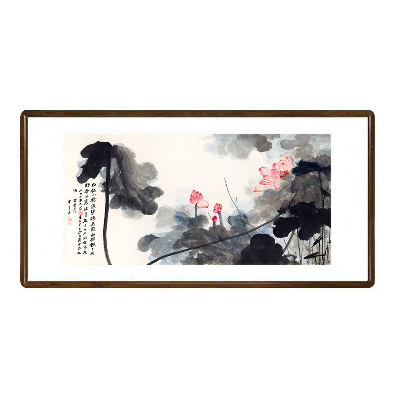 张大千荷花水墨国画新中式挂画