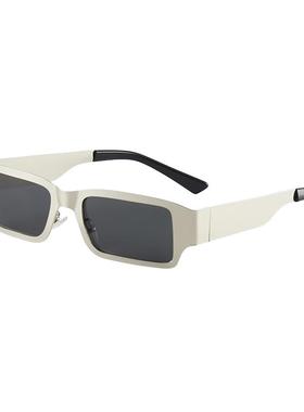 美式复古嘻哈银色长方形墨镜