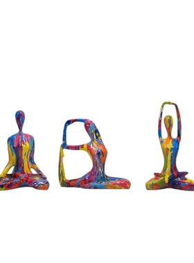 创意抽象禅意少女瑜伽人物摆件