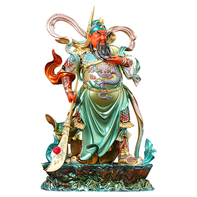 全铜关公财神爷摆件纯彩铜关羽关帝公司镇宅开业大吉送礼招财聚财