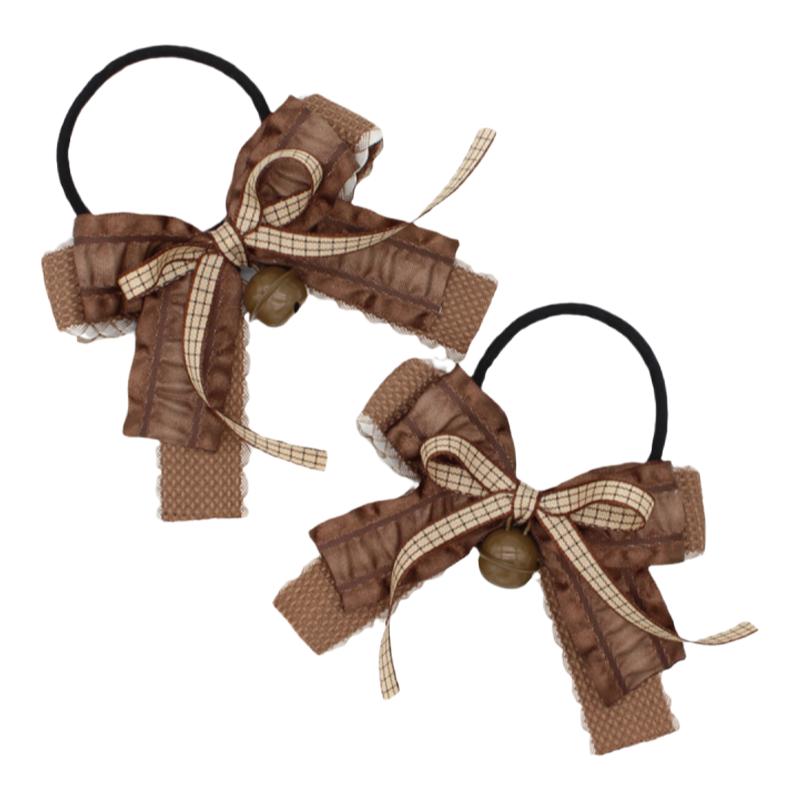 美拉德小铃铛~猫妃季原创设计棕色蝴蝶发绳软妹Lolita发夹双马尾