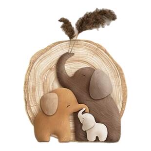 侘寂风大象玄关装饰画立体砂岩实物画走廊过道挂画中古高端壁灯画