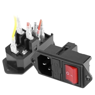 全铜三合一品字插座一体式船型开关带双保险灯ac电源插头公座带线