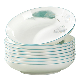 加厚陶瓷盘子菜盘家用2026新款高颜值时尚可微波圆形饭盘碟子套装