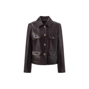 MELINDA LI【匠心可可】黑标英国进口油蜡绵羊皮真皮小羊皮皮衣