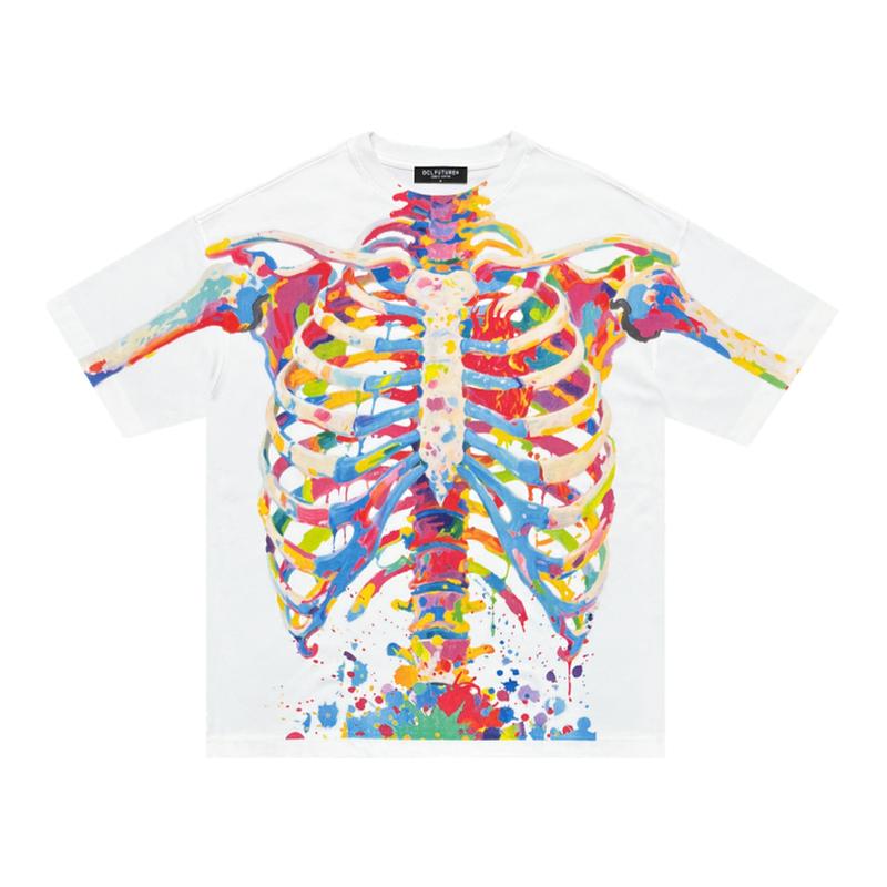 DCL FUTURE美式潮牌彩色字母骷髅短袖T恤男小众设计感ins情侣半袖