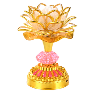 七彩莲花灯菩萨供佛灯插电led佛灯家用长明灯佛前供灯荷花灯充电