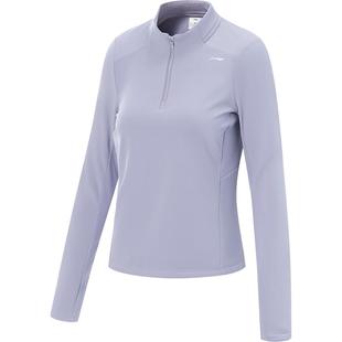 李宁加绒长袖T恤女秋冬官方新款半拉链上衣立领保暖女装运动卫衣