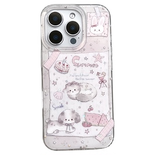 SHERRY*ins风软萌可爱便签蛋糕猫咪狗狗适用于苹果17ProMax手机壳iPhone16Pro小众少女心15简约14清新13卡通