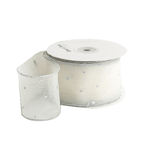 6.0厘米雾纱星片带镭射潮流装饰新年礼物丝带包装新中国风时尚带