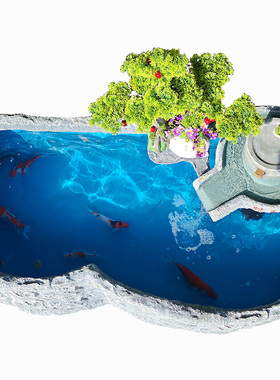 定做阳台鱼池别墅庭院露台室内户外专业养鱼池假山池景观鱼缸摆件