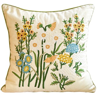 M.life 法式绣花客厅沙发抱枕靠垫卧室床头靠垫靠背抱枕套不含芯