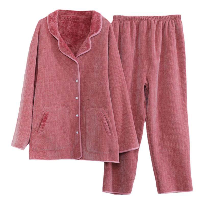 大码睡衣女200斤秋冬珊瑚绒加肥加大保暖两件套两面穿家居服胖mm