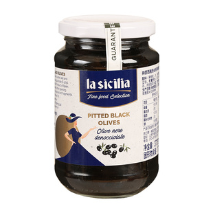la sicilia腌渍去核黑橄榄罐头370g家用进口西餐意面沙拉披萨食材