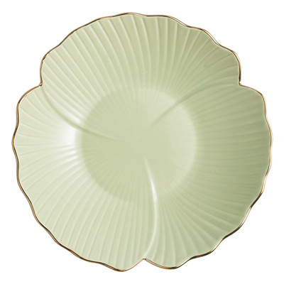 应然深盘陶瓷花瓣奶fufu金边