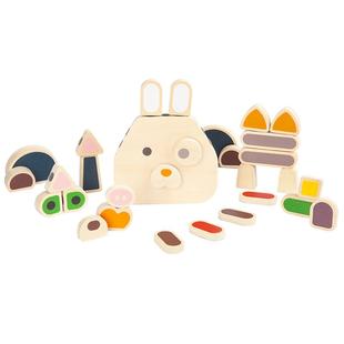 动木园高端积木玩具宝宝五官拼图拼装益智早教木制玩具儿童拼人脸