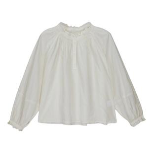 UnBleu木耳领衬衫女秋季新款高级感宽松时尚天丝女装法式白色上衣