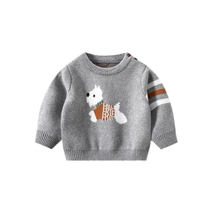 婴儿毛衣秋冬男宝宝针织棉纱衣a类打底套头衫上衣外穿保暖外套