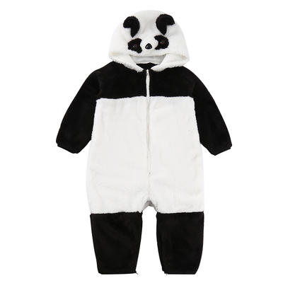 男女童加厚法兰绒熊猫连体睡衣