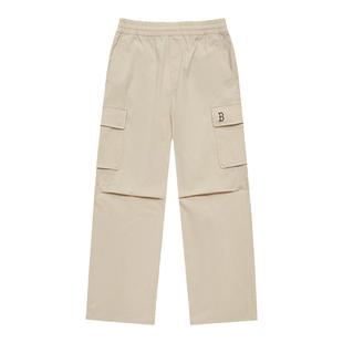 MLB汪苏泷同款男凉感防泼水降落伞裤女宽松直筒裤黑色梭织裤WPB01