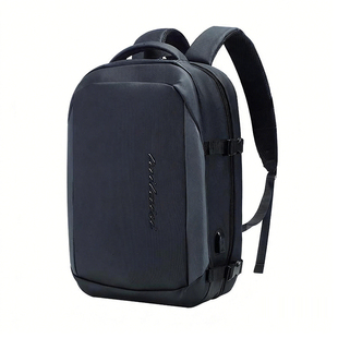 黑色简约男士商务双肩包日常上下班通勤16寸电脑全开合防水背包