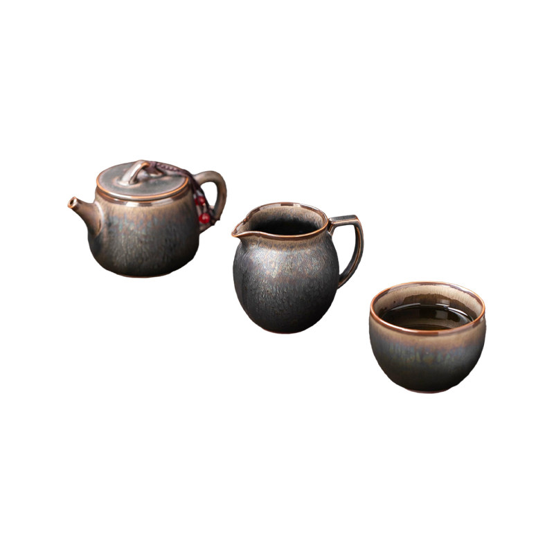 匠仙陈为椿狼毫一壶一杯功夫茶具侘寂陶瓷建盏小套组高档礼盒装