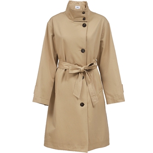 ONLY2026春季新款立体高领可拆卸腰带下摆开叉中长款风衣外套女