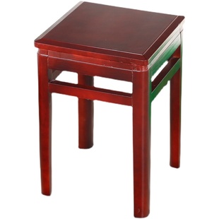 全实木方凳家用餐凳简约板凳化妆凳中式复古客厅餐桌凳商用木凳子