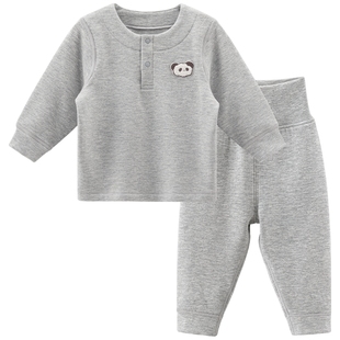 婴儿分体上衣高腰护肚裤子蚕丝羊毛宝宝微绒保暖内衣套装打底冬季