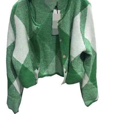 ZARLuvip查罗菱形格开衫针织外套