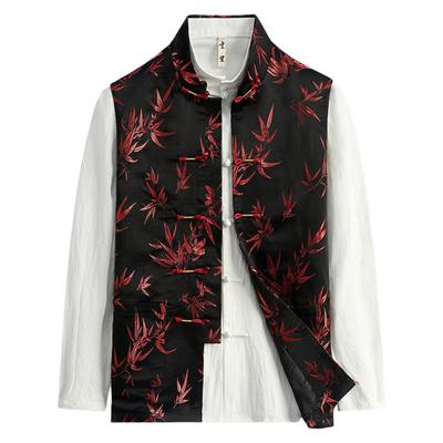 玄笙夏季唐装男背心无袖坎肩马甲