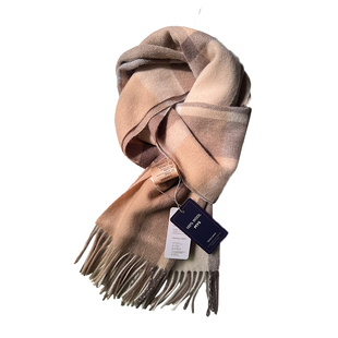 100%wool澳洲纯羊毛格子围巾女秋冬季英伦情侣保暖高级感羊绒围脖