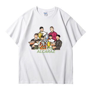 原创阿尔卡拉斯2026澳网法网冠军Q版T恤短袖网球男女纯棉alcaraz