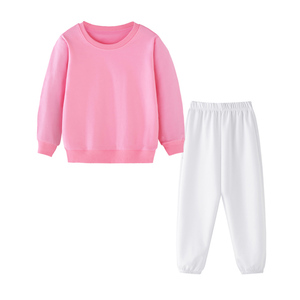 儿童演出服粉色卫衣白色裤子套装