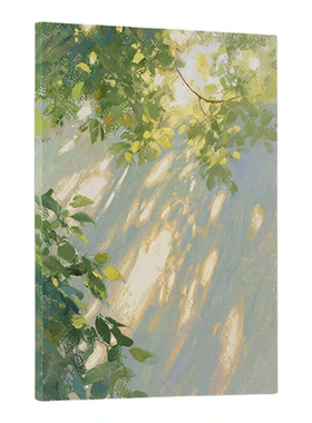 奶油风绿色油画客厅装饰画