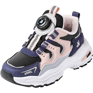 安奈儿女童运动鞋2025新款冬季加绒二棉大童女孩棉鞋儿童鞋子冬鞋