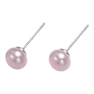 EVESENSE紫色迷你高级5A天然淡水扁圆珍珠耳钉简约s925纯银耳饰女