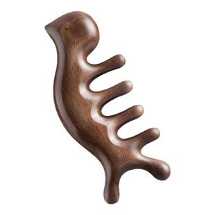 momoup经络梳梳子按摩梳经脉绿檀木头部檀木梳头部筋络梳头皮