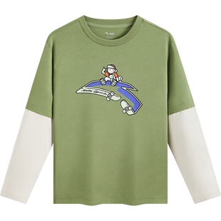 安踏儿童男女童针织长袖衫2026年春新款舒适亲肤中大童打底长T恤