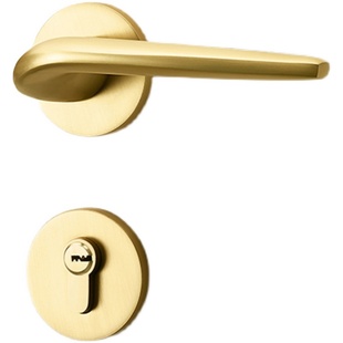 金色门锁卧室门把手家用房门锁磁吸静音木门锁拉丝金分体室内门锁