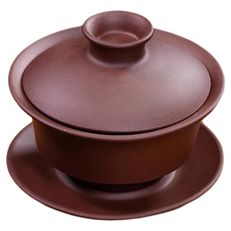 紫砂三才盖碗茶杯单个茶碗纯手工
