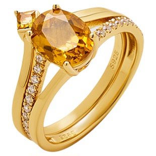 Amber Lollipop黄晶戒指小众设计组合套装轻奢高级食指戒叠戴女