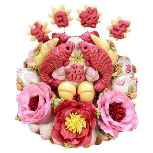 胶东花饽饽馍馍妈妈生日老人寿桃馒头寿包母亲节玫瑰花样馒头花篮