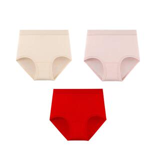 3条三枪内裤女大红纯棉宽松高腰三角裤中老年女士奶奶短裤头透气