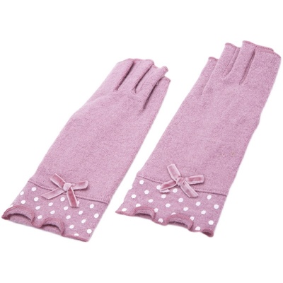 羊毛手套女士半指冬季保暖露指可爱学生开车时尚骑行防寒毛线防滑