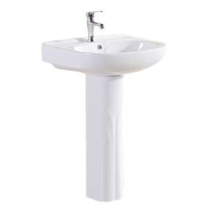 莱菲特卫生间陶瓷立柱盆洗手盆洗面池三孔洗漱台落地式洗脸盆水池